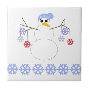 Snowman met Snowflakes Tegeltje
