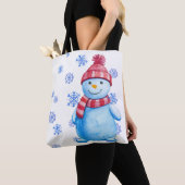 Snowman met Snowflakes Tote Bag (Dichtbij)