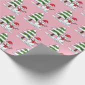 Snowman met Snowy Pine Tree Cadeaupapier (Hoek)