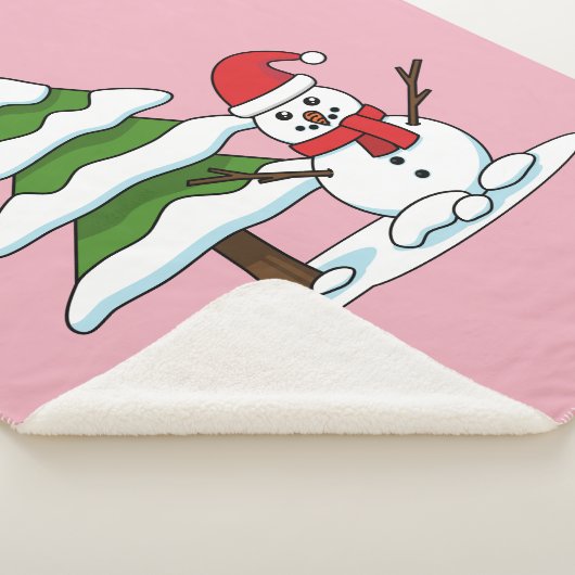 Snowman met Snowy Pine Tree Sherpa Deken (3/4)