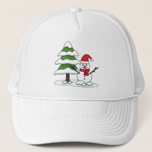 Snowman met Snowy Pine Tree Trucker Pet