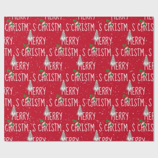 Snowman met vrolijk kerstfeest en boom in Snowflak Cadeaupapier (Vlak)