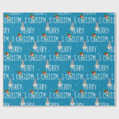 Snowman met vrolijk kerstfeest en boom in Snowflak Cadeaupapier (Vlak)