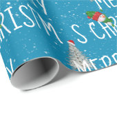 Snowman met vrolijk kerstfeest en boom in Snowflak Cadeaupapier (Rol Hoek)