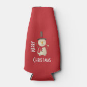 Snowman met vrolijk kerstfeest en glimlachen flesjeskoeler (Voorkant)