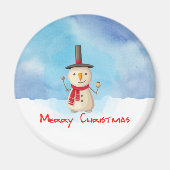 Snowman met vrolijk kerstfeest en glimlachen magneet (Voorkant)