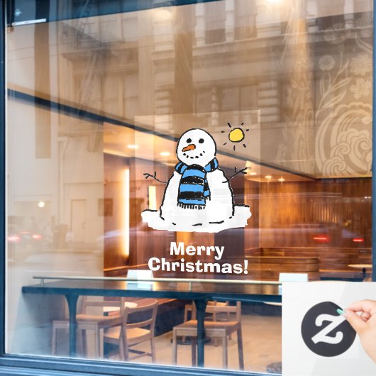 Snowman met vrolijk kerstfeest raamsticker (Cafe Raam)