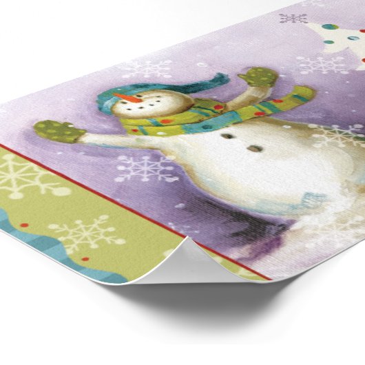 Snowman met Winter Mittens en kerstbomen Poster (Hoek)