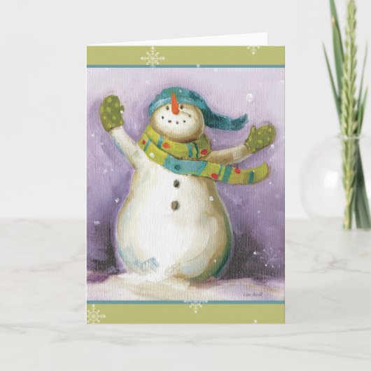 Snowman met Winter Mittens Feestdagen Kaart (Voorkant)