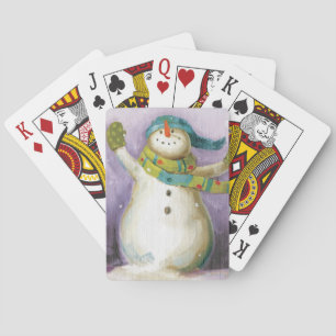Snowman met Winter Mittens Pokerkaarten