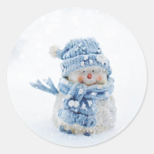 Snowman mignon avec Sticker rond casquette classiq