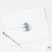 Snowman mignon avec Sticker rond casquette classiq (Enveloppe)
