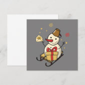 Snowman mignon Sur Une Carte Plate-Forme De Lame (Devant / Derrière)