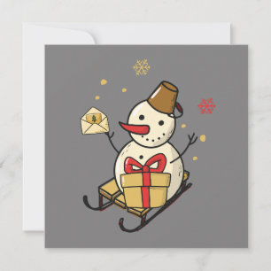 Snowman mignon Sur Une Carte Plate-Forme De Lame