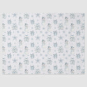Snowman & Mittens Tissue Paper – Blue Winter Gift  Tissuepapier (Voorkant)
