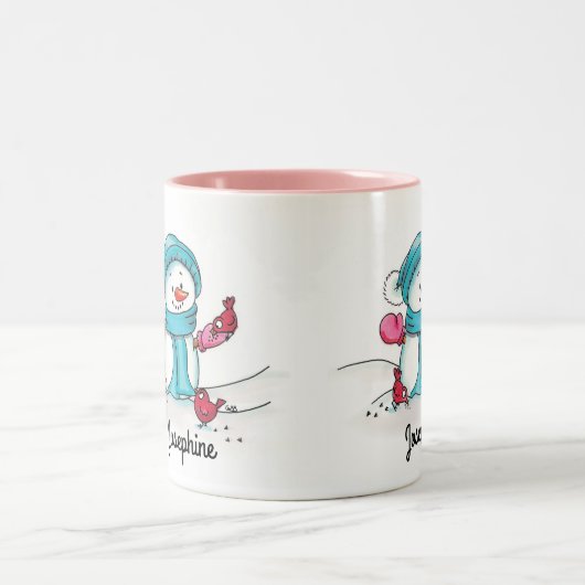 Snowman Mok, Roze - Gerda Steiner Tweekleurige Koffiemok (Center)