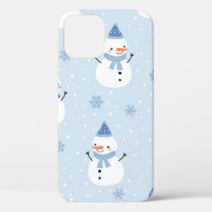 Snowman naadloos patroon, winterachtergrond, winte iPhone 12 hoesje
