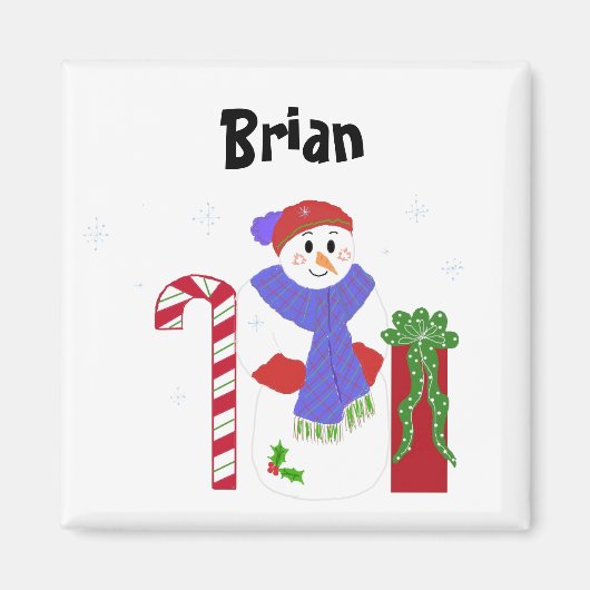 Snowman Name Tag Magneet (Voorkant)