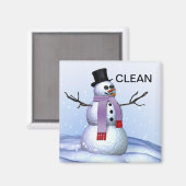 Snowman Nettoyer sale Vaisselle de Noël Magnet (Recto/Verso)