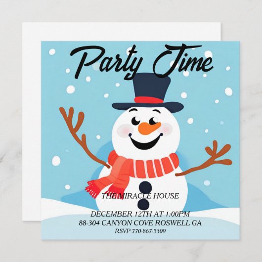 Snowman Noël Fête Invitation (Devant / Derrière)