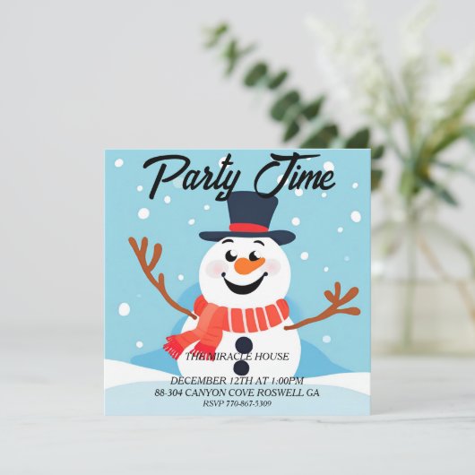 Snowman Noël Fête Invitation (Debout devant)