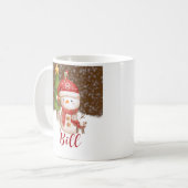 Snowman, Noël Mug de café personnalisé (Devant gauche)
