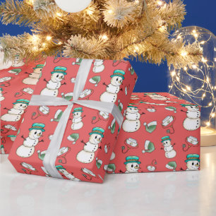 Snowman Nurse Wrapping Paper Cadeaupapier