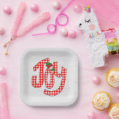 Snowman On Gingham Joy Papieren Bordje (Feest)