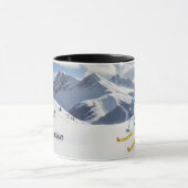 Snowman on Skis in snowy mountains Personalize Mok (Midden)