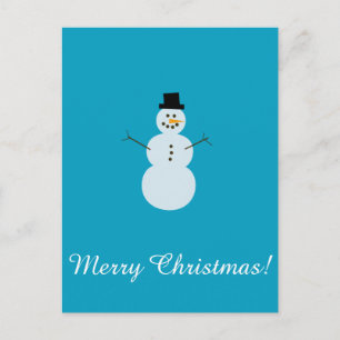 Snowman op Blauwe Achtergrond. Gelukkig kerstfeest Briefkaart