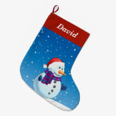 Snowman op blauwe grote kerstmis kerstsok (Voorkant (Hangend))