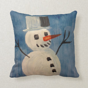 Snowman op Blue Kussen