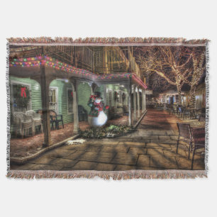 Snowman op de Porch in Winter Wonder Land Deken