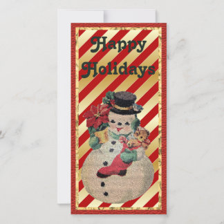  Snowman op de Red and Gold Stripe Flat Kaart