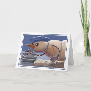 Snowman op ijskrommende blanco kaart