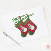 Snowman op kerst met witte streep vierkante sticker (Envelop)