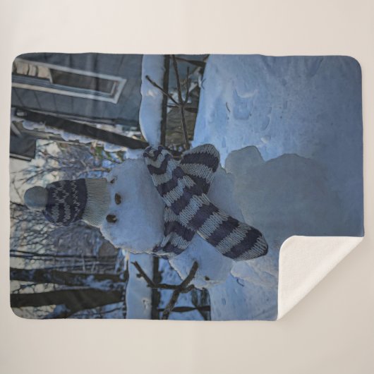 Snowman op mijn tafel Sherpa Blanket Sherpa Deken (Voorkant (horizontaal))