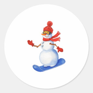 Snowman op ronde sticker
