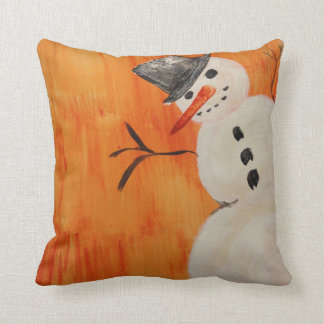 Snowman op Sinaasappel Kussen