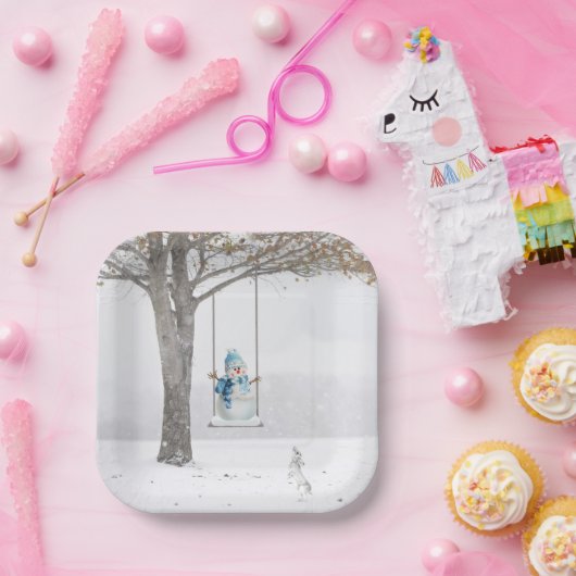 Snowman op winterslaap papieren bordje (Feest)