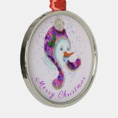 Snowman Ornement De Noël En Béanie Violette Casque (Droite)