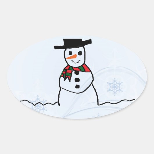 Snowman Ovale Sticker (Voorkant)