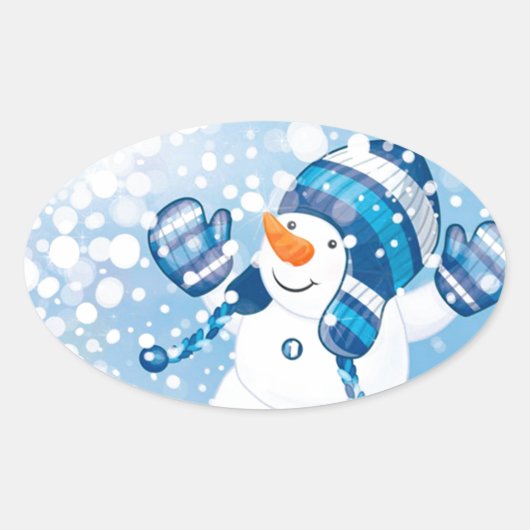 Snowman Ovale Sticker (Voorkant)