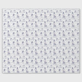 Snowman parade toile - blauw cadeaupapier (Vlak)