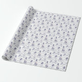 Snowman parade toile - blauw cadeaupapier (Uitgerold)