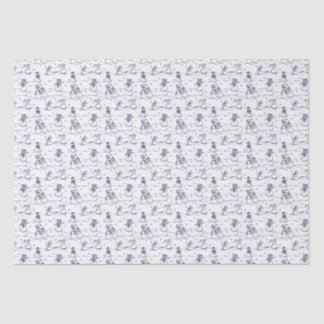 Snowman parade toile - blauw tissuepapier
