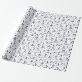 Snowman parade toile Wrapping Paper | blauw Cadeaupapier