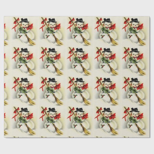  Snowman Pattern Kerstmis Cadeaupapier (Vlak)