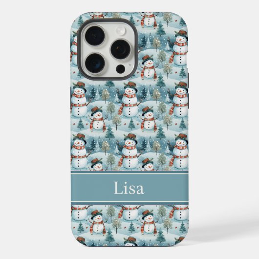 Snowman Pattern Phone Case with Custom Name (Verso)