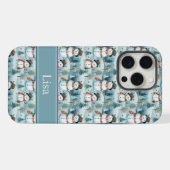 Snowman Pattern Phone Case with Custom Name (Verso Horizontal)